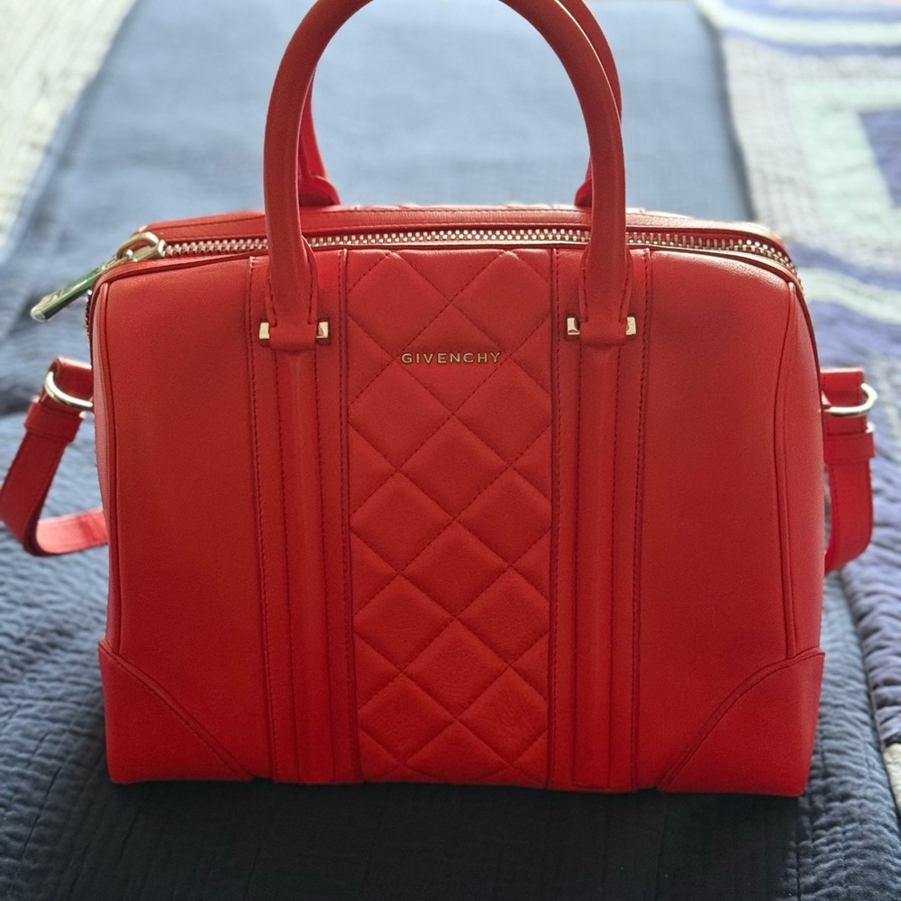 Brand New Givenchy Lucrezia Nappa Quilted Duffle in Red